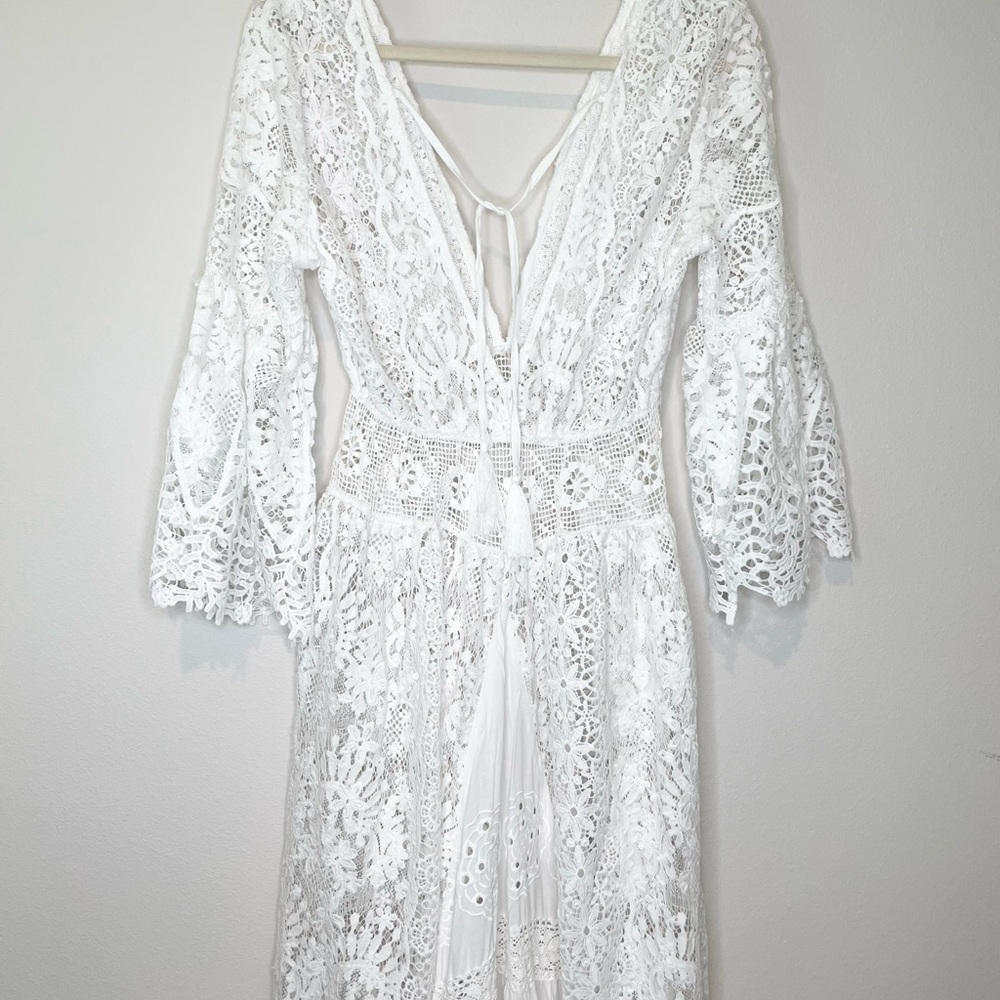 Antica Sartoria Positano lace V neck Italian countryside dress - Italy import - Picture 4 of 16